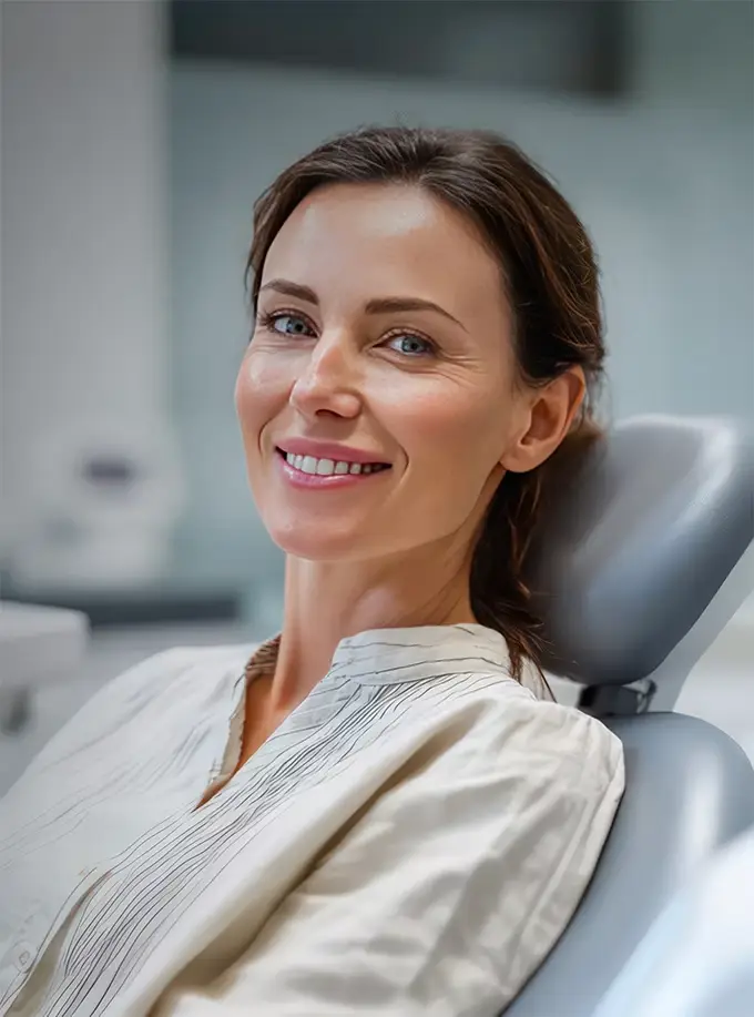 Dentist explaining model of teeth to a patient