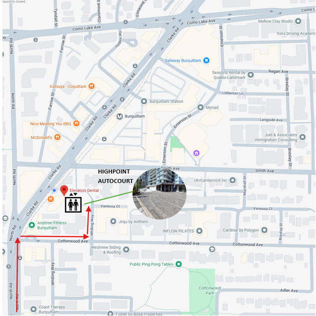 Parking directions for Elevation Dental Coquitlam office